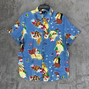 Icecream Billionaire Boys Club Blue Ice Cream Sundae Rayon Shirt Mens XL RN98011